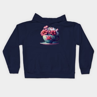 Teacup full of flowers Kids Hoodie